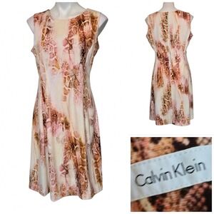 Calvin Klein Pink Snakeskin Animal Print Sleeveless Sheath Dress sz L/10-12
